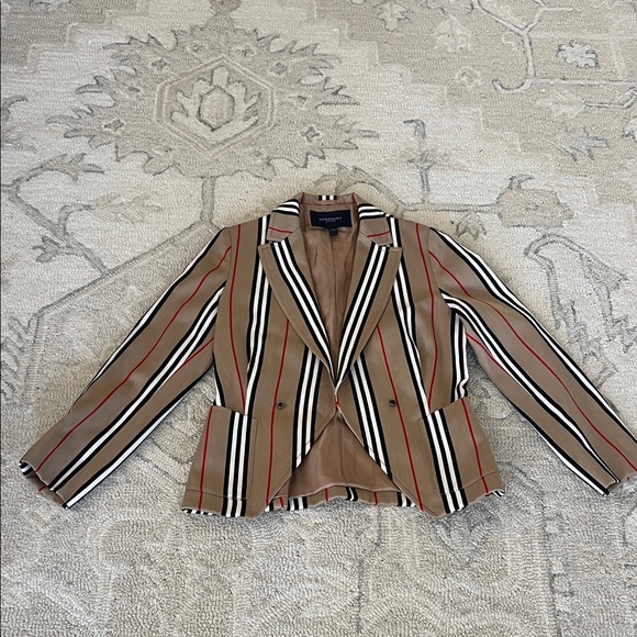 Burberry Jackets & Blazers - Burberry Women's Multicolor Striped Blazer in Excellent Condition